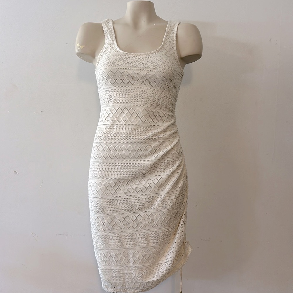 Guess brand fitted mesh XS dress ivory NWT